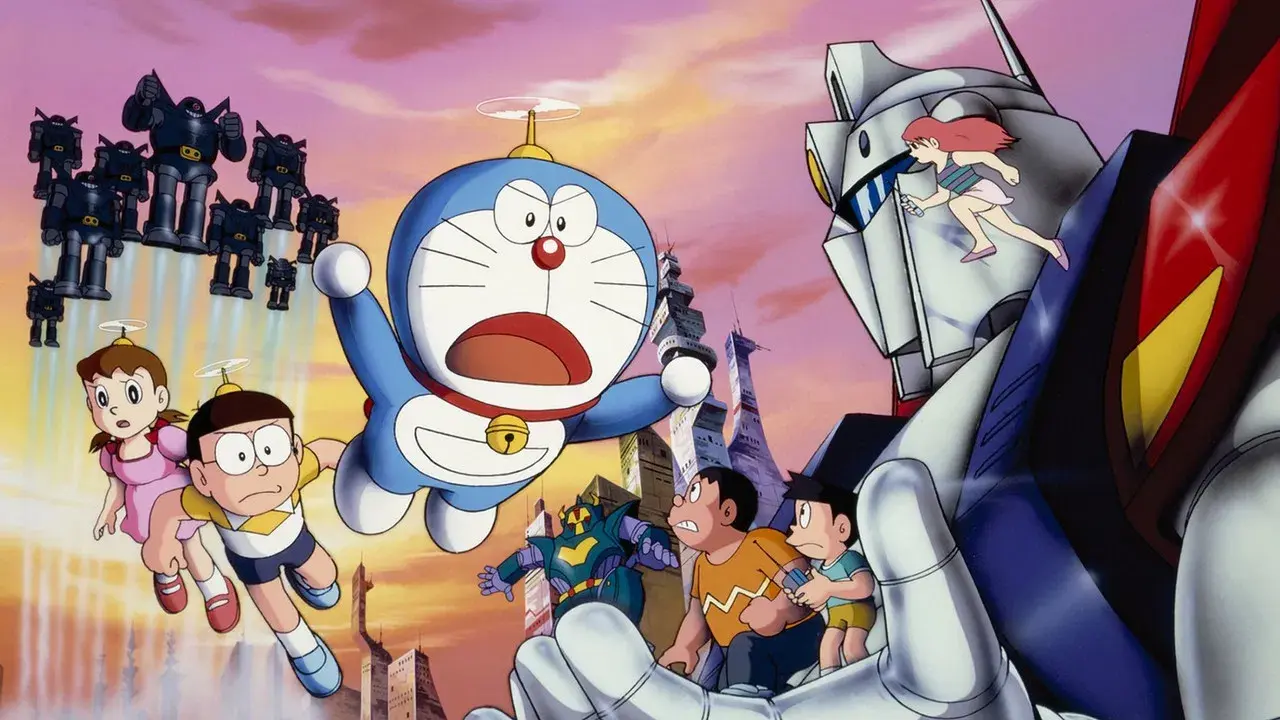 Doraemon y el ejército de los hombres de hierro fondo