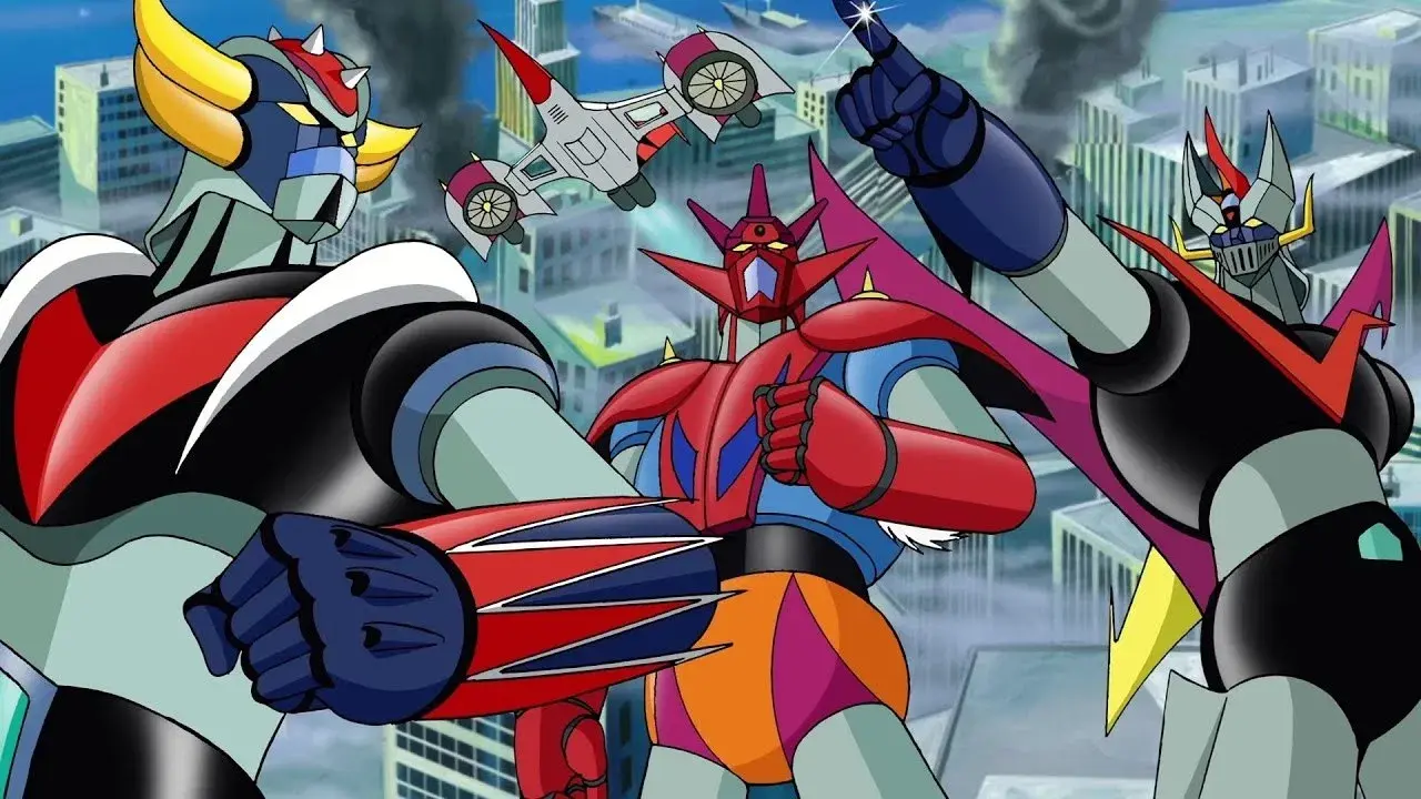 Great Mazinger, Getter Robot y Ufo Robot Grendizer contra el Monstruo Marino fondo