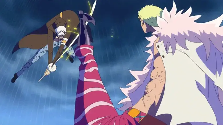 ¡Una intensa batalla! Law contra Doflamingo