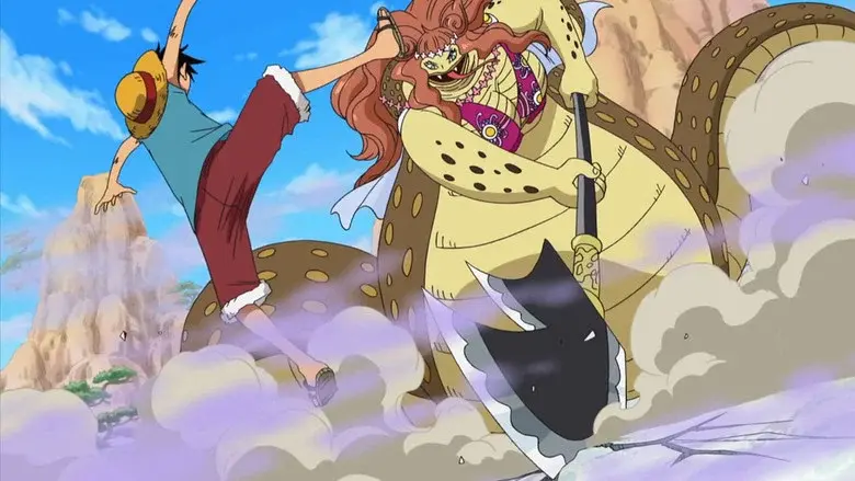 ¡Batalla con todo el poder de la habilidades! Gomu Gomu vs. Hebi Hebi