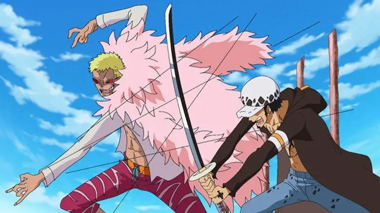Duelo de Shichibukais. Law contra Doflamingo