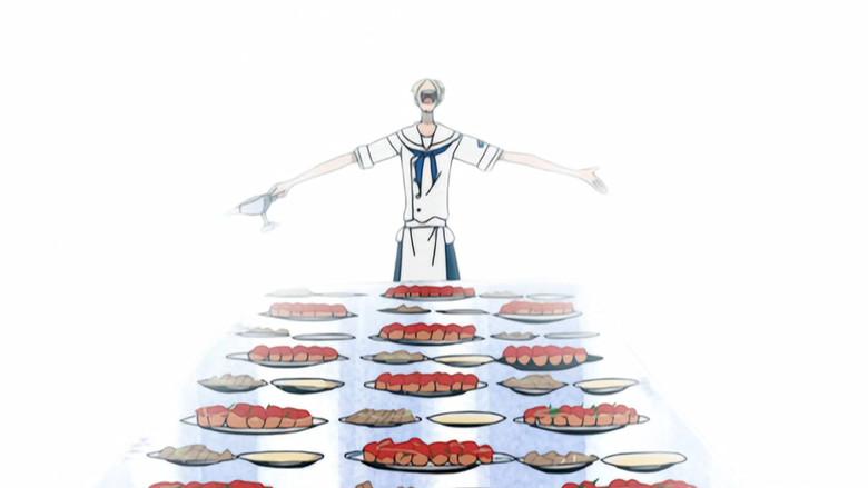 ¡El cocinero Sanji! Demostrando su orgullo en el comedor de La Marina